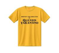 ARTIST MARKET T-Shirt Maglietta Written And Directed by Quentin Tarantino Giallo | Girocollo 100% Cotone (IT, Testo, XS, Regular, Regular, Standard, Giallo)