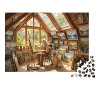 Artist Studio 1000 Pezzi Puzzle Riciclato Paper Veranda Accogliente Adult Jigsaws Impossibile, Difficile e Stimolante Allevia la Demenza Senile Divertente 38x26cm/1000 Pezzi