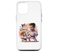 Artiste martial avec chien et chat de karaté en action lever Custodia per iPhone 12/12 Pro