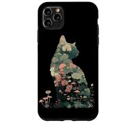 Artistic Cat Silhouette Natura Tema Fungo Piante Amante Custodia per iPhone 11 Pro Max