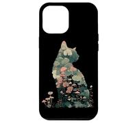 Artistic Cat Silhouette Natura Tema Fungo Piante Amante Custodia per iPhone 12 Pro Max