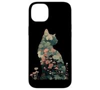 Artistic Cat Silhouette Natura Tema Fungo Piante Amante Custodia per iPhone 14 Plus
