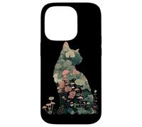 Artistic Cat Silhouette Natura Tema Fungo Piante Amante Custodia per iPhone 14 Pro