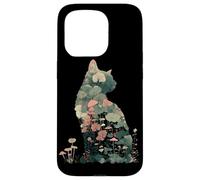 Artistic Cat Silhouette Natura Tema Fungo Piante Amante Custodia per iPhone 15 Pro