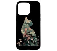 Artistic Cat Silhouette Natura Tema Fungo Piante Amante Custodia per iPhone 15 Pro Max