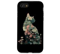 Artistic Cat Silhouette Natura Tema Fungo Piante Amante Custodia per iPhone SE (2020) / 7/8