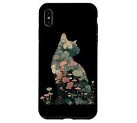 Artistic Cat Silhouette Natura Tema Fungo Piante Amante Custodia per iPhone XS Max