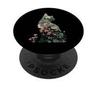 Artistic Cat Silhouette Natura Tema Fungo Piante Amante PopSockets PopGrip Adesivo