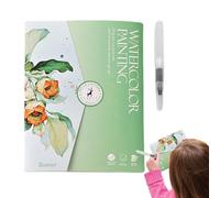 Artistic Coloring Journal - Watercolor Workbook for Painting Practice | Paper with 12 Color Paint and Brush, Craft Workbook for Kids Adults, Portable Drawing Pad for Home Classroom Studio Art