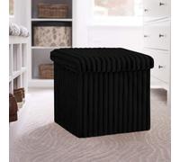 Artistic Fashionista Limited Contenitore ottomano in Corduroy, poggiapiedi, pieghevole, per riporre giocattoli, panchina per coperte, biancheria (nero, piccolo, 38 x 38 cm)