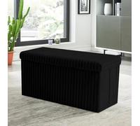 Artistic Fashionista Limited Contenitore ottomano in Corduroy, poggiapiedi, pieghevole, per riporre giocattoli, panchina per coperte, biancheria (nero, grande, 76 x 38 cm)