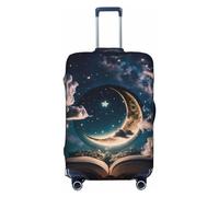 Artistic Starry Sky Moon Book Travel Luggage Covers - Elasticità Valigie Coperture per bagagli 45-81 cm, Nero , x-large