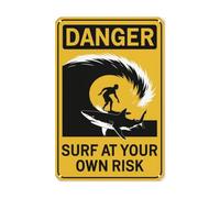 Artistico Cartello in Metallo Surf Warning Segnali di regola Decorazioni murali per Sala da Pranzo,Cucina,Genitori,Corridoio S