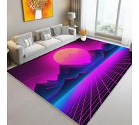 Artistico Digitale Colline Al Neon Griglia Antiscivolo Tappeto, 80 x 120 cm Camera Da Letto Soggiorno Tappeto Tappeto Ampio Tappeti - Viola Neon Tappeto Per Sala Da Pranzo Casa Per Una Facile Pulizia