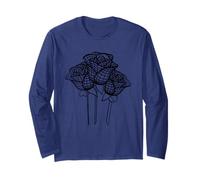 Artistico Mesh Grafica Gotica Rose Nere Maglia a Manica