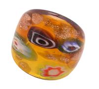 Artistico Muranos Anelli di vetro con unico oro sabbia intarsio dito accessori etnici per donne alla moda, One Size, come descritto, come descritto
