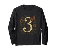 Artistico Numero 3 Floreale Farfalla Tre Natura Ispirato 3 Maglia a Manica