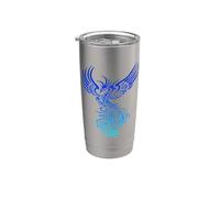 Artistico Phoenix Blue Aqua Miscela di colori Bicchiere termico in acciaio inox doppia parete