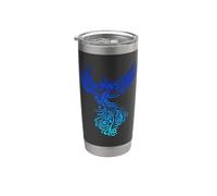 Artistico Phoenix Blue Aqua Miscela di colori Bicchiere termico in acciaio inox doppia parete