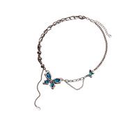Artistico Vetro Farfalla Collana Regolabile Catena Del Collo Catena Del Metallo Distressed Gioielli Per Il Regalo Della Festa Quotidiana Dare Artistico Donna Moda Gioielli