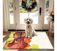 Artistico Violino e Musica Nota Pattern Non-Slip Assorbente Zerbino per Porta d'ingresso, Corridoio, Cucina Arredamento