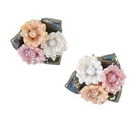 Artistics Orecchini in ceramica resistenti con petali di rosa, decorazione portatile per le donne, realizzati a mano, in porcellana, Taglia unica, come descritto