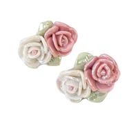 Artistics Robusto Ceramica Rosa Fiore Orecchini Decorazione Portatile Per Le Donne Artigianato Porcellana Floreale Borchie Earirng Stili Antichi, Misura unica, come descritto, come descritto