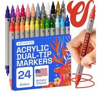 Artistro 24 pack acrylic Dual Tip Paint Pens Brush + Fine Tips