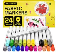 Artistro 24 Pennarelli per Tessuti - Kit Decorativo - Punta Fine Permanente per Abiti - Penne per Tessuti senza Sbavature per T-Shirt, Borse, Tela e altro