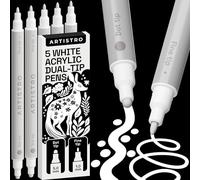 ARTISTRO Confezione da 5 acrilico a doppia punta fine + puntino bianco