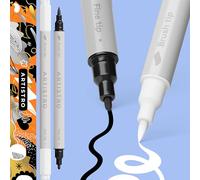 ARTISTRO Pennarelli acrilici a doppia punta, colore bianco e nero, set di 2