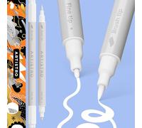 ARTISTRO Pennarelli acrilici a doppia punta, colore bianco, set da 2