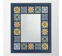 Artistry Home Specchio a mosaico blu costiero, 30 x 35 cm, fatto a mano, in piastrelle di ceramica, cornice rustica, per bagno, corridoio o soggiorno, decorazione
