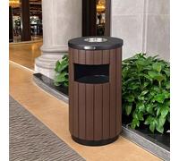 Artiz Cestino Per Rifiuti Da Esterno Per Uso Commerciale Con Posacenere, Contenitore Per La Raccolta Dei Rifiuti Ad Alta Capacità Ideale Per Patii, Parchi, Sentieri E Hotel(Marrone)