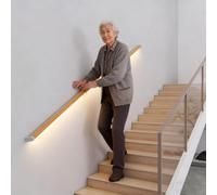 Artiz Kit Corrimano In Alluminio Con LED, Corrimano Illuminato Per Scale Con Luce Integrata, Lampada Da Parete Lunga Con Sensore Di Movimento Per Corridoi E Passaggi(Woodgrain,1.5m/4.92ft)