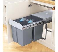 Artiz Pattumiera Doppia Estraibile Sottopensile Con Coperchio, Contenitore Scorrevole Per La Raccolta Differenziata Da Sottolavello, Per La Separazione Dei Rifiuti(Double-10+20L)