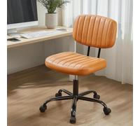 Artiz Sedia Da Ufficio Girevole A 360° Di Piccole Dimensioni, Senza Braccioli, In Similpelle Con Comodo Supporto Lombare, Regolabile In Altezza, Con Ruote(Marrone)