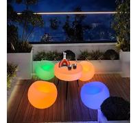 Artiz Set Di 5 Pezzi Con Tavolo E Sedie A LED Luminosi Per Il Tempo Libero, Tavolino Rotondo Per Bar/lounge Sgabello Rotondo Luminoso Impermeabile(White-A)
