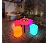Artiz Set Di 5 Pezzi Con Tavolo E Sedie A LED Luminosi Per Il Tempo Libero, Tavolino Rotondo Per Bar/lounge Sgabello Rotondo Luminoso Impermeabile(White-C)