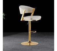 Artiz Sgabelli Da Bar Girevoli E Imbottiti, Altezza Seduta 25,6"-33,45", | Sgabelli Regolabili Per Isola Cucina Con Base E Gambe In Metallo Dorato Sedia Da Bar Girevole A 360°(Bianco,1PCS)