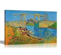 Artley Prints Arte da parete su tela di Vincent Van Gogh Bridge At Arles | Quadro su tela pronta da appendere | Opera d'arte moderna per soggiorno 40 x 30 cm (40 x 30 cm) A3