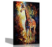 Artley Prints - Giraffa nella foresta moderna astratta su tela per soggiorno, camera da letto, corridoio, cucina - stampe colorate 40 x 30 cm (16 x 12 pollici) A3