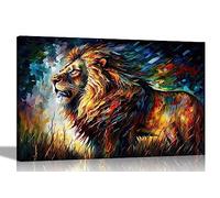 Artley Prints - Stampa su tela colorata con leone maestoso per parete, arte astratta in soggiorno, camera da letto, corridoio, cucina, ufficio, extra large 101 x 76 cm