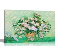 Artley Prints - Vaso con rose rosa di Vincent Van Gogh Canvas Wall Art | Immagini floreali | Riproduzione di pittura a olio botanica moderna decorazione per la casa extra large 101 x 76 cm (40 x 30