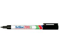 Artline EK700 sottile, 0.7 mm, corpo con clip da tasca e ricaricabile-pennarello indelebile, colore: alluminio/nero