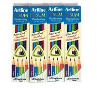 Artline Osum, matita extra scura e liscia, forma triangolare, leggera con impugnatura comoda, gomma e temperino all'interno, set da 10 pezzi, colore nero