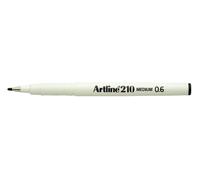 Artline - Pennarello 210, 0,6 mm, punta media, confezione da 12 pz, colore: nero