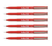 'Artline Set di 6 penne feltro"200 permanente indelebile punta 0,4 mm Rosso