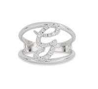 Artlinea, Anello in Argento 925 Sterling, Gioiello Personalizzato con la Lettera G Corsiva, con Pavé Zirconi, Retro Aperto con Misura Regolabile 19-24, Made in Italy