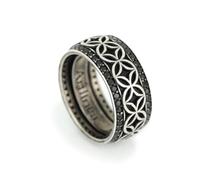Artlinea Anello uomo in argento brunito palladio e oro nero con pietre e motivo geometrico - Spinelli Neri, Misura da 23 a 26 - ZAU002NE26-LM.2.925.26